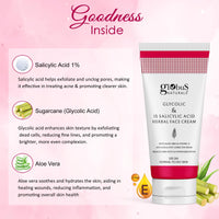 Globus Naturals Glycolic & 1% Salicylic Acid Herbal Anti Acne Face Cream, Enriched with Liquorice & Oats, Reduces Dark spots & Hyperpigmentation, 100 ml, Pack Of 5