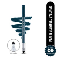 Hilary Rhoda Play n Blend Gel Eyeliner | One Stroke Application | Highly Pigmented | Matte & Shimmer Finish | 2 in 1 Smudger + Eyeliner | Butter Smooth Texture | 1.5g - (Turquoise Ocean | Shade 09)