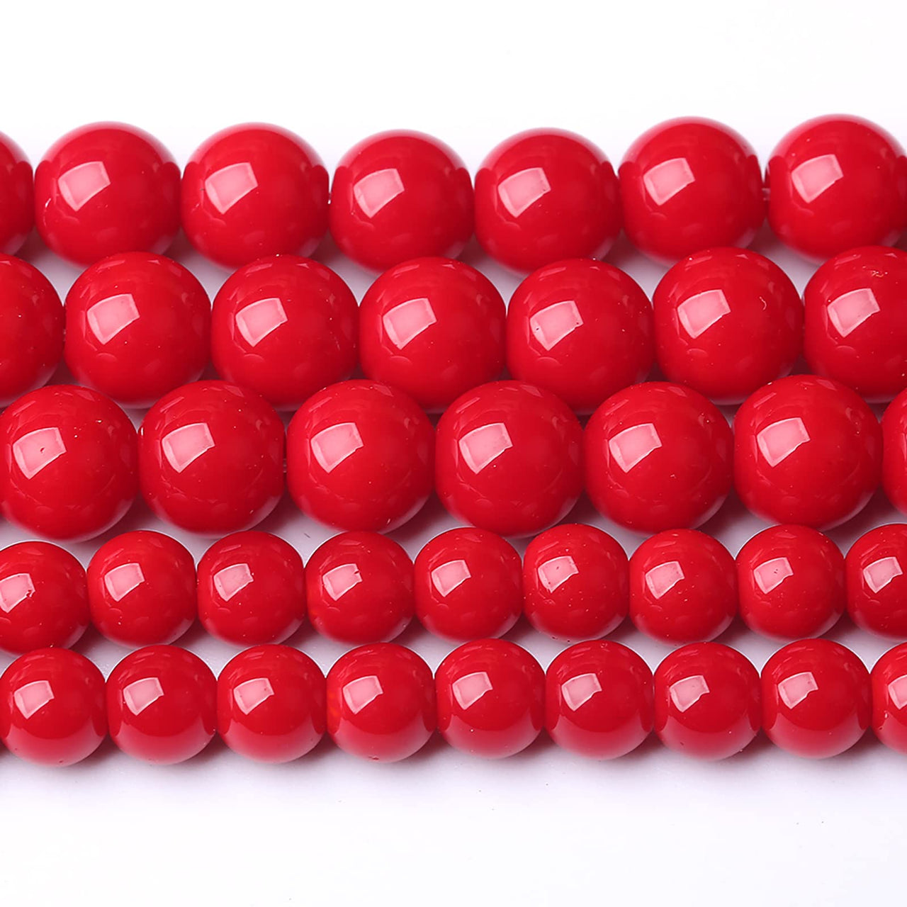 12MM 32pcs Red Glass Beads for Jewelry Making Round Loose Spacer Crystal Energy Healing Power Stone Beads DIY Bracelet Necklace Accessories 12mm