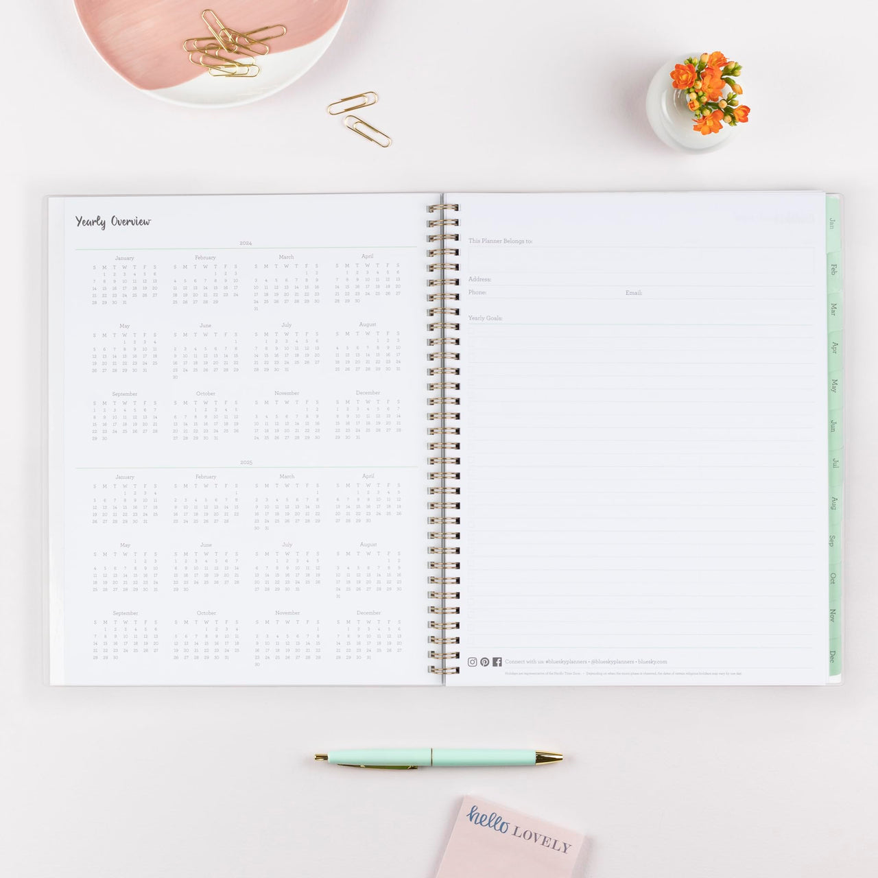 Blue Sky 2024 Weekly and Monthly Planner, January - December, 8.5" x 11", Frosted Cover, Wirebound, Laurel (144729) 8.5" x 11" New Version