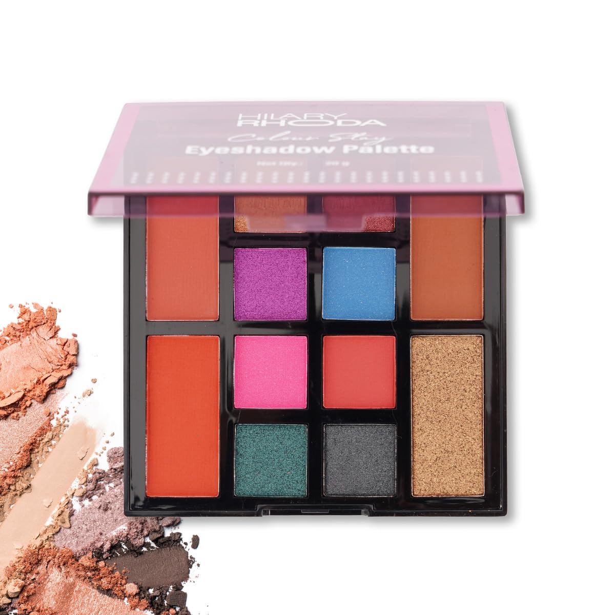Hilary Rhoda Colour Stay Eyeshadow Palette | 12 Shades | Highly Pigmented Eyeshadow Palette | Matte & Shimmer Finish | No Fallout Eyeshadow Palette | Blendable Eyeshadow Palette | 20g