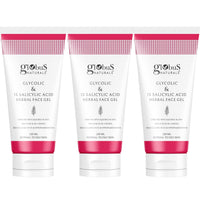 Globus Naturals Glycolic & 1% Salicylic Acid Herbal Anti Acne Face Gel, Enriched with Liquorice & Oats, Anti Acne & Oil Control, Reduces Dark spots & Hyperpigmentation,100 ml Pack Of 3
