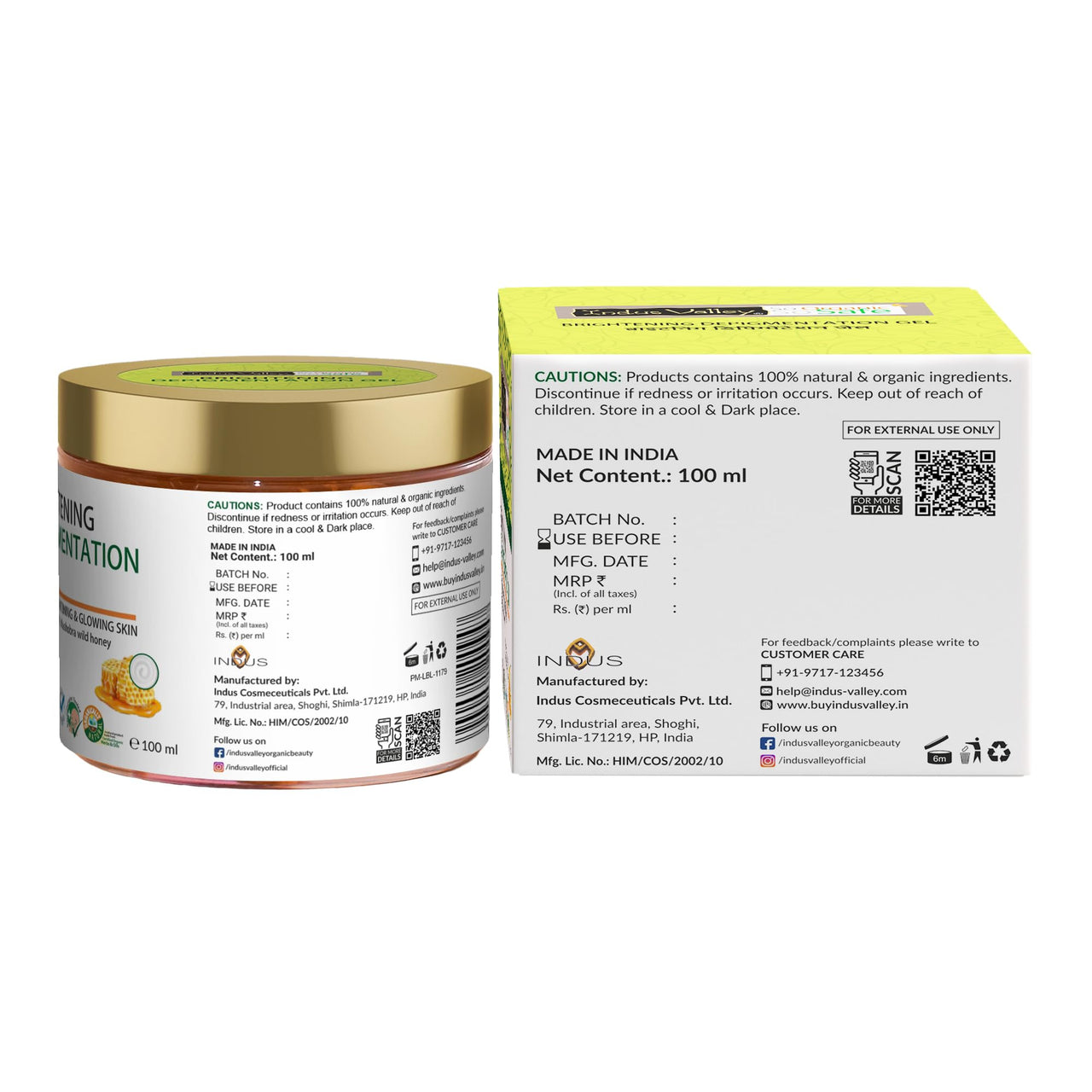 Indus Valley Organic And Natural Cow's Milk Yogurt & Honey Gel | All skin type - 100 ML