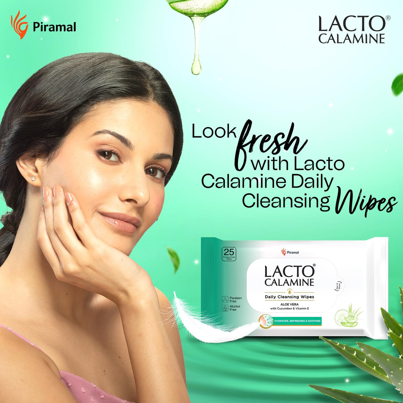 Lacto Calamine Daily Cleansing Facial Wipes 25N Each - Pack of 4 | Wet Wipes for Face with Aloe Vera, Cucumber & Vitamin E | Makeup Remover Wipes| Hydrating,Refreshing, Soothing|Paraben & Alcohol Free