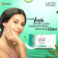 Lacto Calamine Daily Cleansing Facial Wipes 25N Each - Pack of 4 | Wet Wipes for Face with Aloe Vera, Cucumber & Vitamin E | Makeup Remover Wipes| Hydrating,Refreshing, Soothing|Paraben & Alcohol Free