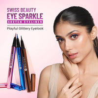 SWISS BEAUTY Eye Glittery Sparkle Sketch liner pencil Smudge-proof, Waterproof eye makeup with Glittery effect | Precision application| Quick dry | Shade- Sparkle Silver,0.6g