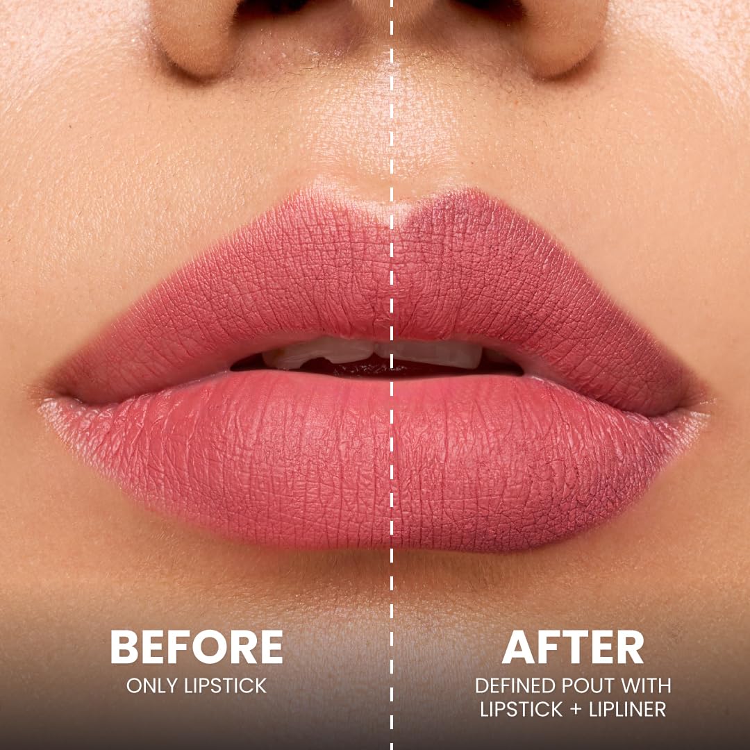 Typsy Beauty Twist & Pout 2-in-1 Lipstick & Lip Liner Infused with Jojoba Oil, Non-Drying Transfer-Proof Matte, 14-Hour Stay, Swipe Right 10, 0.8g + 0.2g