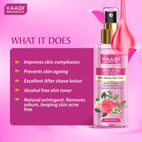 VAADI HERBALS Rose Water For Healthy&Hydrated Skin-100% Natural&Pure Rose Water Reduces Skin Redness,Itchiness And Inflamation Improves Skin Complexion Prevents Skin Ageing Alcohol Free-250Ml
