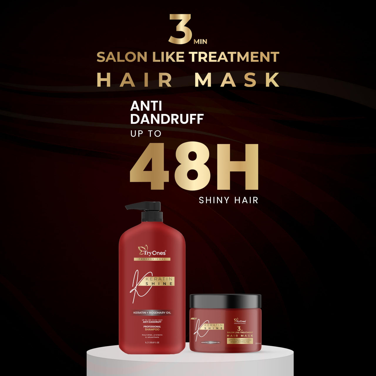 TryOnes Keratin Shampoo and Hair Mask Combo for Smooth and Shiny Hair Long Lasting Anti Dandruff Shampoo and Frizz Control Hair Mask Deep Repair and Salon Like Treatment for All Hair Types
