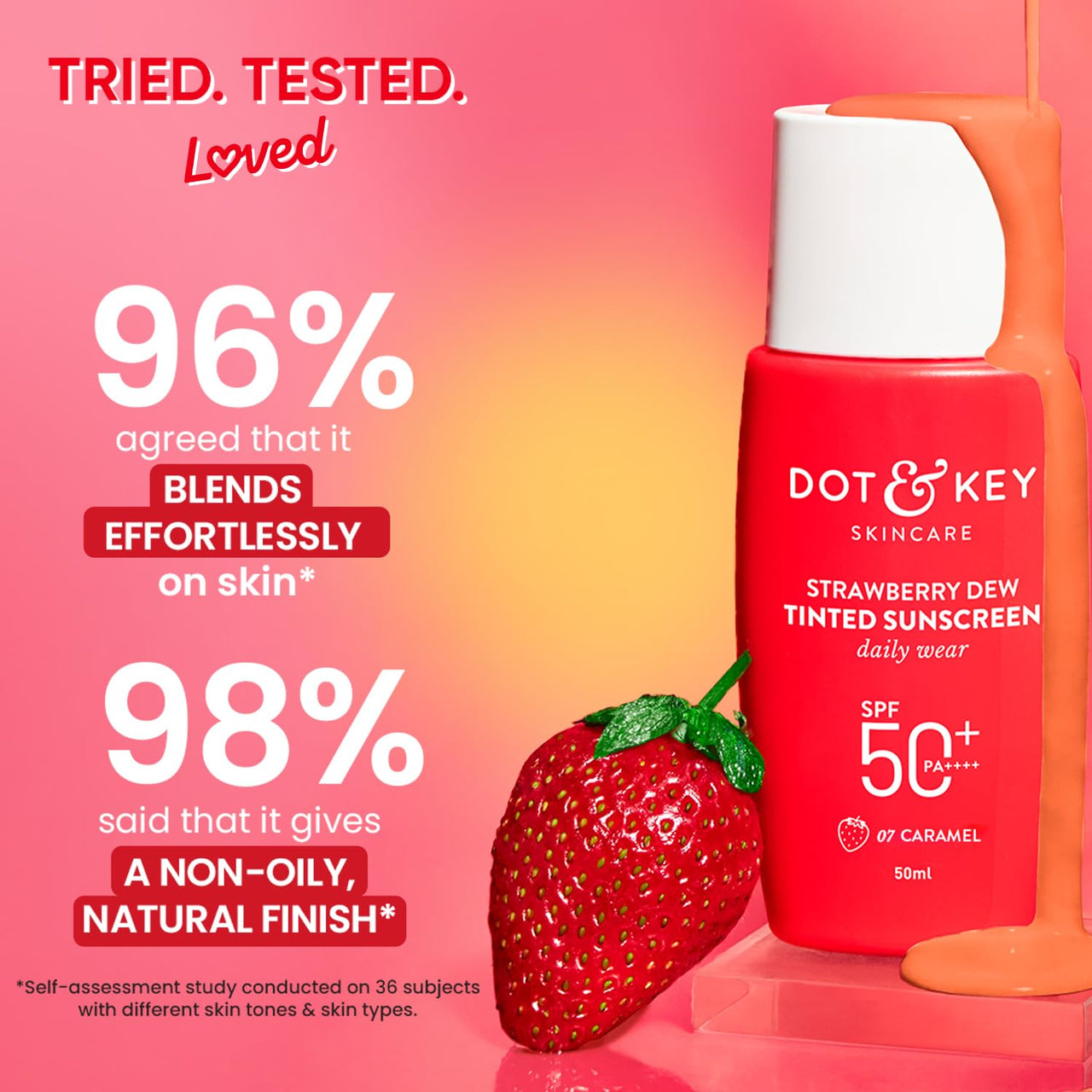 Dot & Key Strawberry Dew Tinted Sunscreen SPF 50+ Pa++++ - 07 Caramel | Protection Against UA/UB | Broad Spectrum, Water & Sweat resistant | For All Skin Types | 50ml