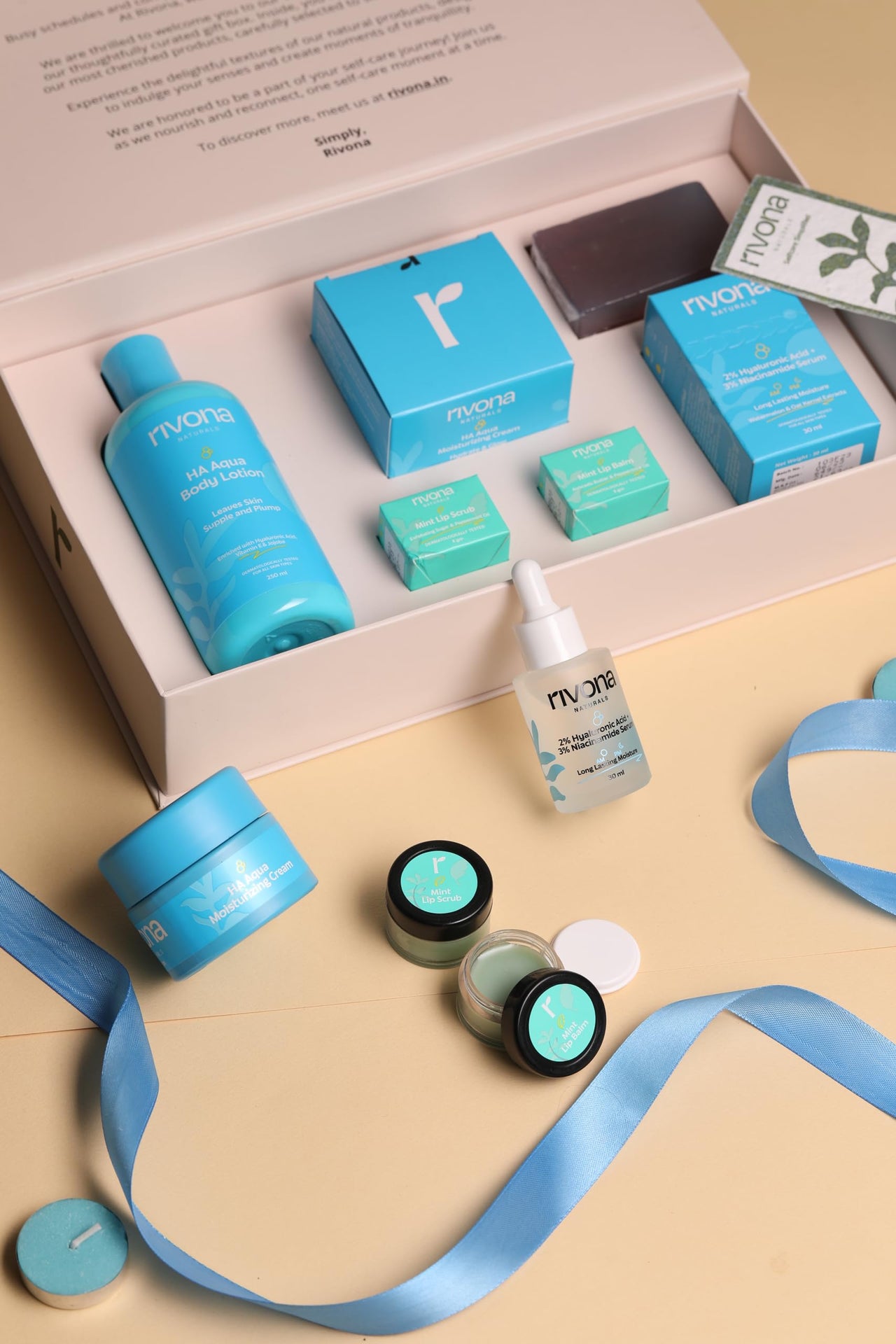 Rivona Naturals Blue and Dew Gift Set | Skincare Gift set of 6 | Created Especially for Birthdays, Anniversaries & All Special Occasions | For Men & Women
