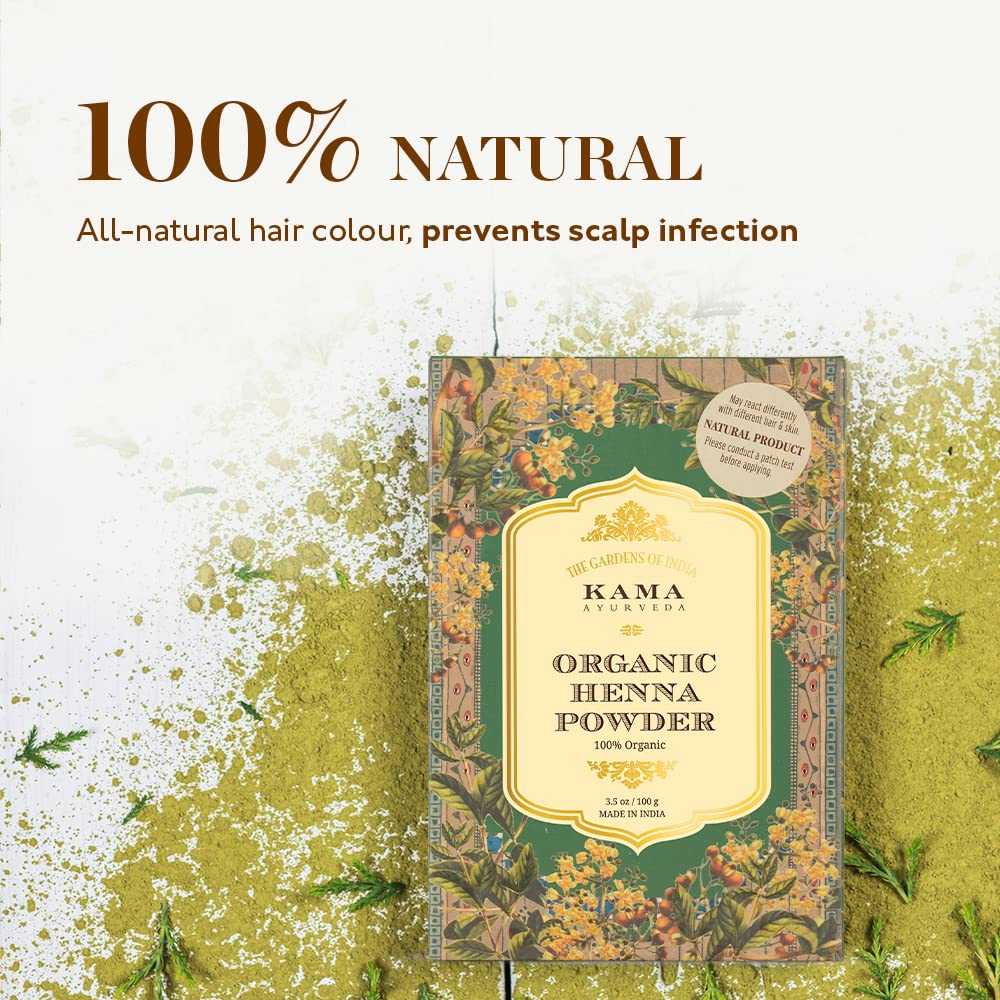 Kama Ayurveda Organic Henna Powder & Organic Indigo Powder, 100g each (Pack of 2)