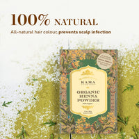 Kama Ayurveda Organic Henna Powder & Organic Indigo Powder, 100g each (Pack of 2)