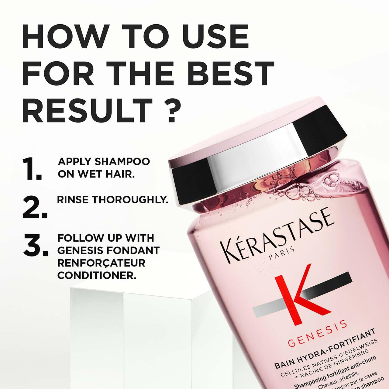 Kérastase Genesis Hydra-Fortifiant Anti Hair Fall Shampoo | For Normal to Oily Weak Hair | Infused with Ginger Root and Edelweiss Native Cells | 250ml