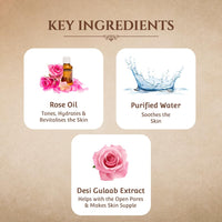 Khadi Essentials Luxurious Ayurvedic Pure Rose Face Mist, A Toner that's all Rose Oil & Purified Water Perfect For Dry Skin, Enhances Glow, Makeup Remover, 100ml Pure Chemical Free Face Mizzle