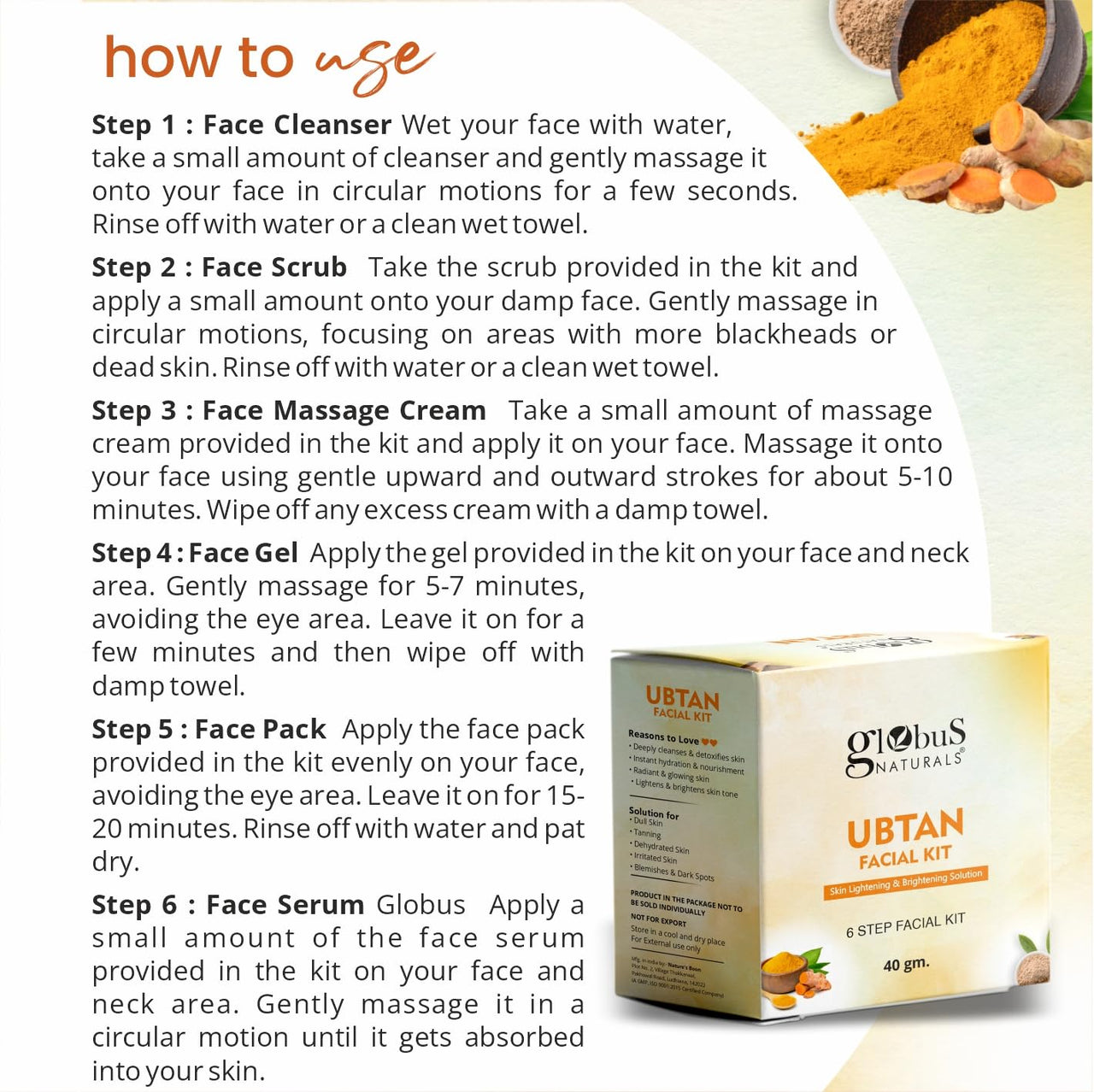 Globus Naturals Facial Kit Combo-Skin Lightening Ubtan & Wrinkle Control Red Wine Facial Kit, For All Skin Types