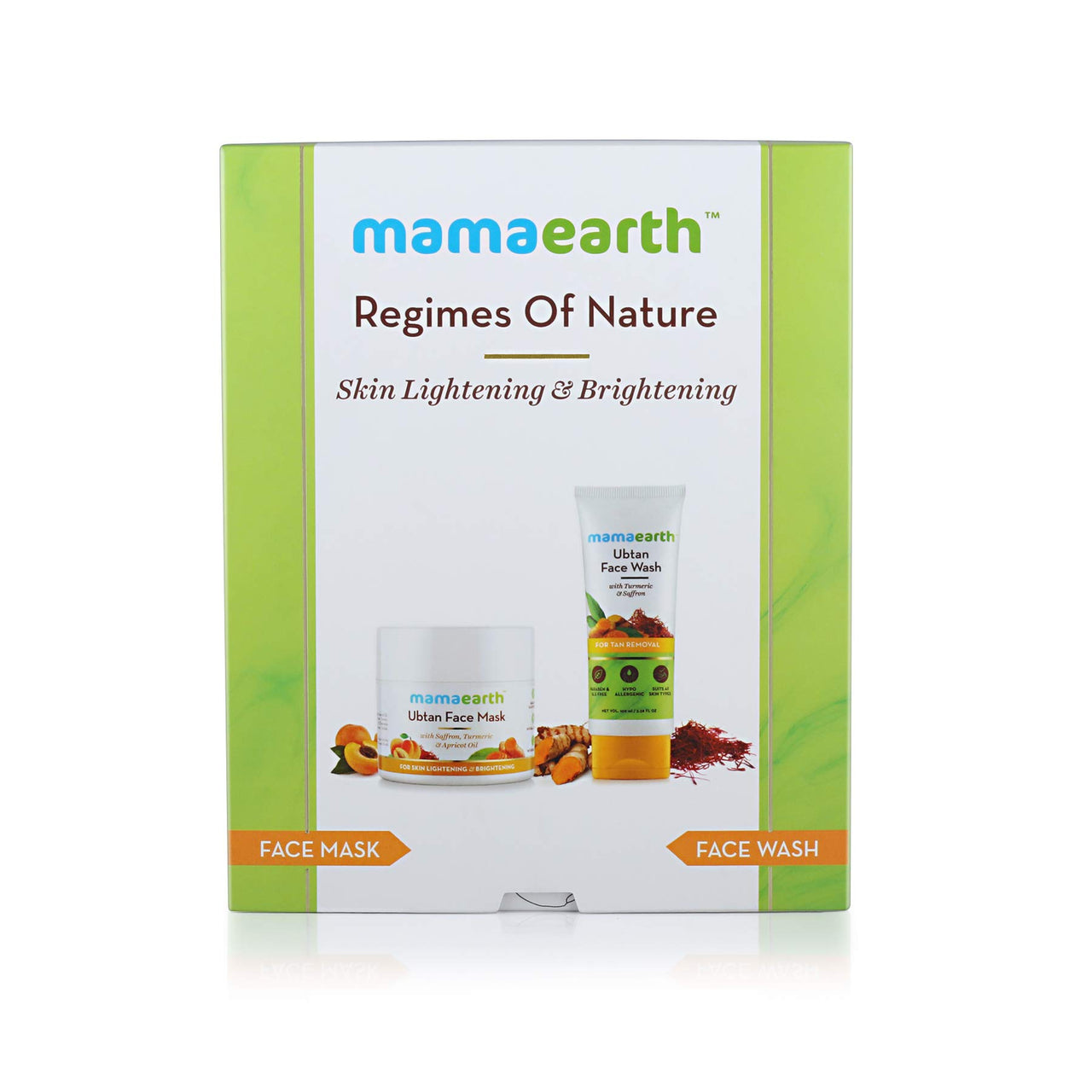Mamaearth Ubtan Natural Face Wash with Turmeric & Saffron + Ubtan Face Pack Mask for Fairness, Tanning & Glowing Skin with Saffron, Turmeric & Apricot Oil - 100ml Each