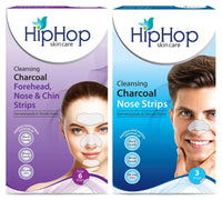 Hip Hop, Hiphop Skincare Cleansing Charcoal Forehead Nose And Chin Strips, Aloe Vera, 6 Count & Hip Hop Skincare Charcoal Nose Strips for Men - Blackhead Remover (3 Strips), blue
