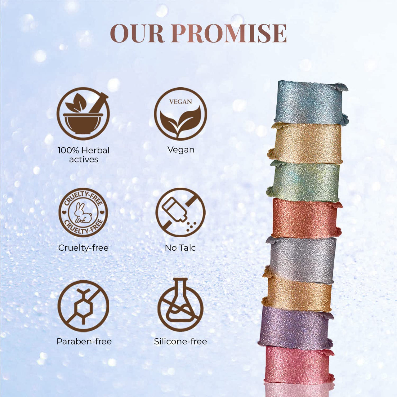 Just herbs 8 in 1 Herbal Metallic-shimmer finish, Long Lasting & Ultra Smooth Eye Shadow Lidsticks with Kumkumadi - 12gm (Infinity & Beyond)