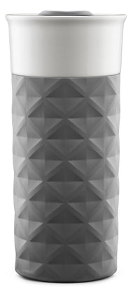 Ello Ogden Ceramic Travel Mug with Splash-Resistant Slider Lid and Protective Silicone Boot, Perfect for Coffee or Tea, BPA Free, Dishwasher Safe, Gray, 16 oz