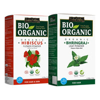 INDUS VALLEY Bhringraj Powder | Eclipta alba With Hibiscus Powder | Hibiscus rosa-sinensis - For Hair and Skin Care (100g +100 g=200g)
