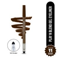 Hilary Rhoda Play n Blend Gel Eyeliner | One Stroke Application | Highly Pigmented | Matte & Shimmer Finish | 2 in 1 Smudger + Eyeliner | Butter Smooth Texture | 1.5g - (Shimmer Brown | Shade 11)
