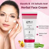 Globus Naturals Glycolic & 1% Salicylic Acid Herbal Anti Acne Face Cream, Enriched with Liquorice & Oats, Reduces Dark spots & Hyperpigmentation, 100 ml, Pack Of 5