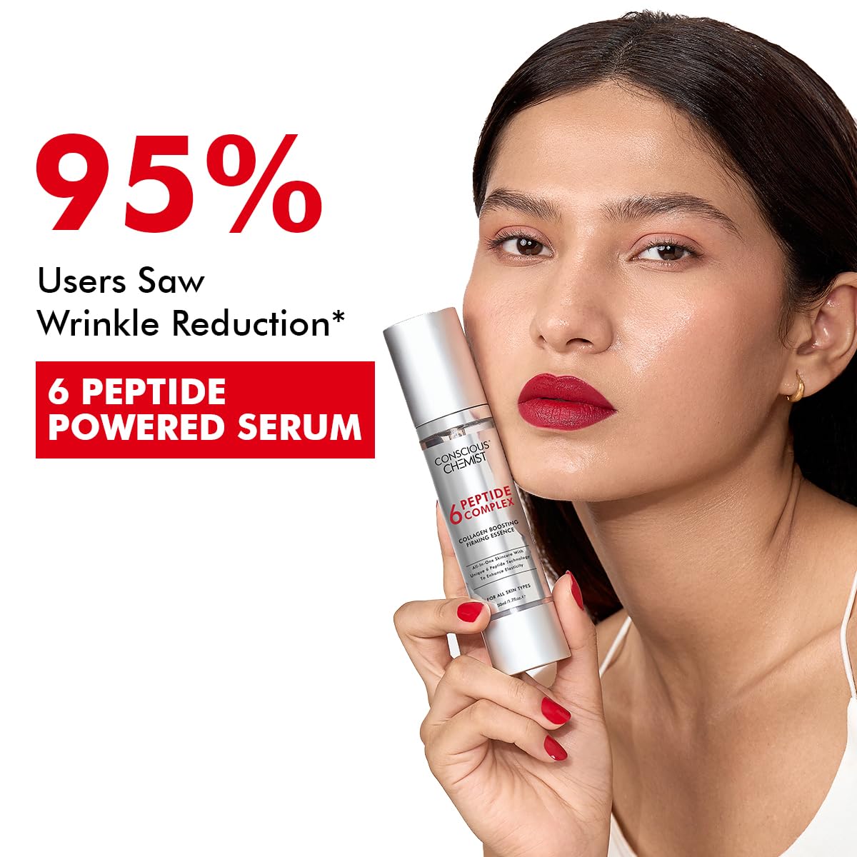 Conscious Chemist 6 Peptide Serum for Face | 50ml | Complex Collagen Boosting Firming Essence for Face, Niacinamide & Hyaluronic Face Serum, Reduce Fine Lines, Wrinkles, Face Serum for Men & Women
