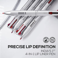 RENEE Draw 4-4-in-1 Lip Liner, Four Shades Pinks, Brown, Nude & Red in One Pen - Highly Pigmented, Rich Texture, Matte Finish, One-swipe Application & Travel-friendly