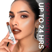 Mila Beauté 24 Hrs Locked In Lips Transfer Proof Lipstick | Enriched With Mango Seed Butter & Hyaluronic Acid | Transfer Proof Formula with Velvety Texture | Smudge Proof & Highly Pigmented | Shade - (Nude Brown, 3.2 g)