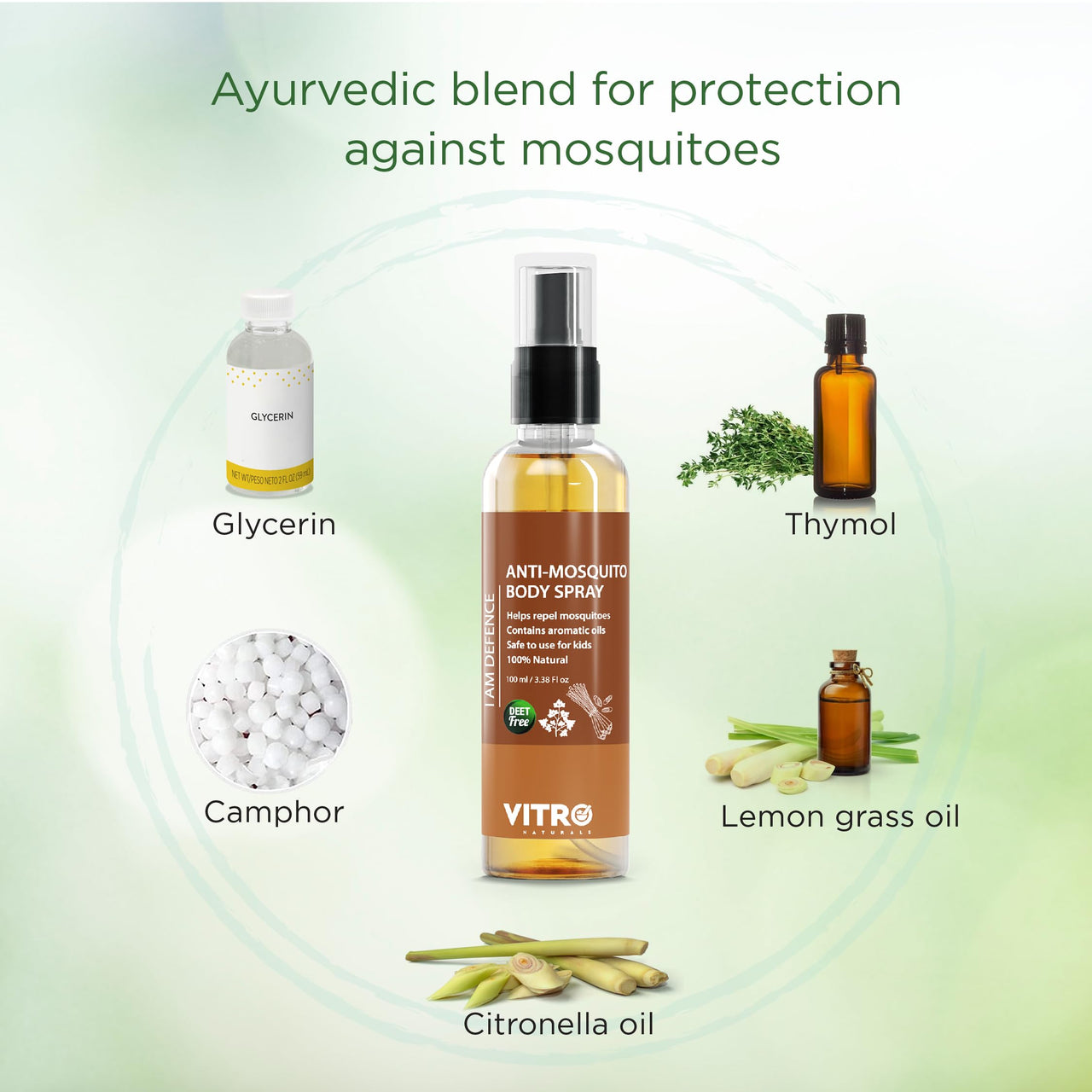 Vitro Mosquito Repellent Spray - Mosquito Repellents for Kids, Safe and Gentle on Skin, Pleasent Smell | Pack of 2-100 ml Body Spray bottles
