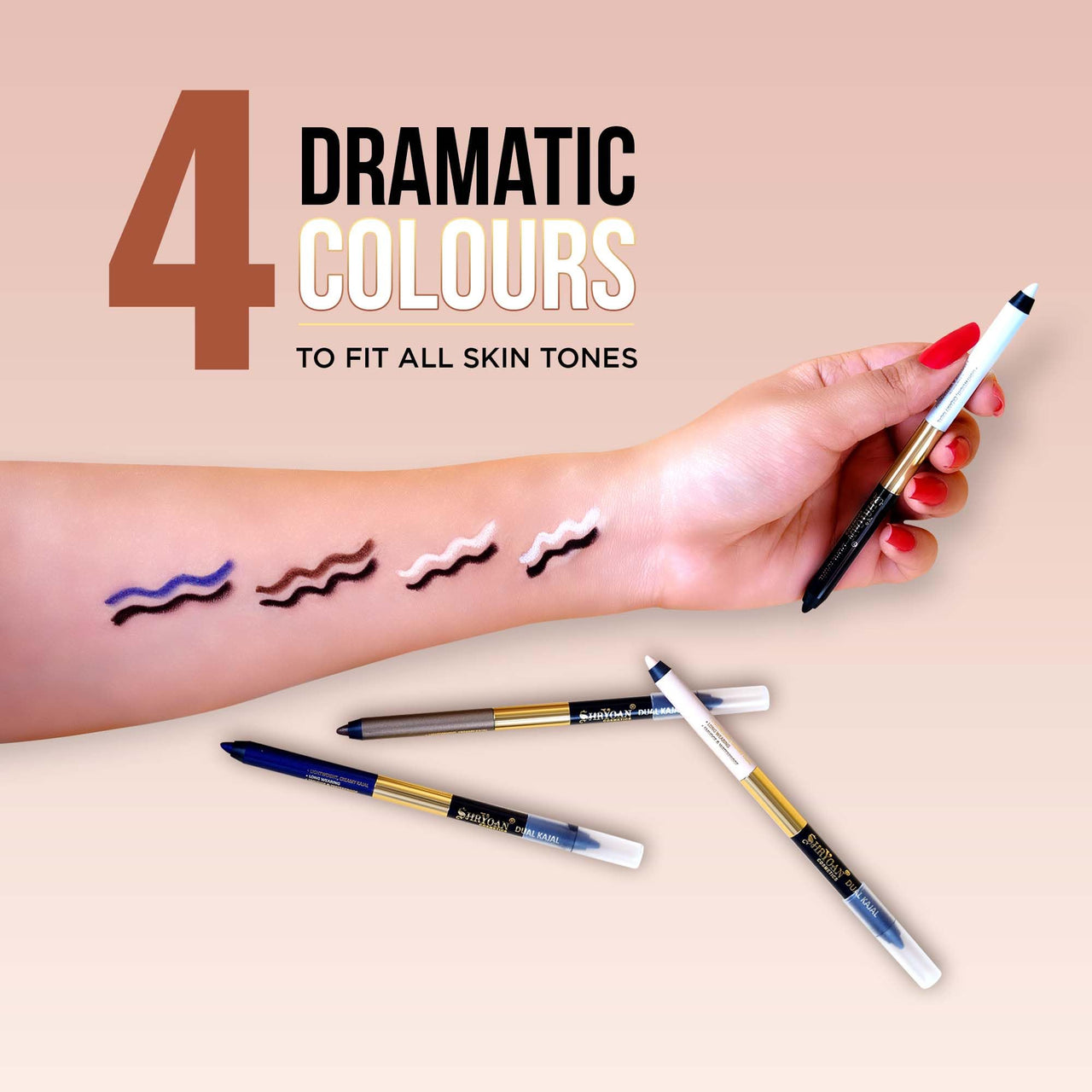 Shryoan Shimmery Dual Kajal with Sharpener | Waterproof | Long-Lasting | Black & Brown Shades | Long lasting smudge proof| Sweat proof Formula | 24-Hour Wear (Pack of 1)