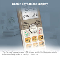 AT&T EL52113 Cordless Phone with Answering System & Extra-large Backlit Keys Light champagne 1 Handset