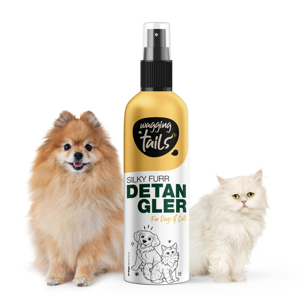 Wagging Tails Silky Furr Detangler 200ml for Dogs & Cats | Removes Knots, Tangles & Dematting | Promotes Silky, Shiny Coat | Maintains Coat Health | Improves Appearance | Easy to Use
