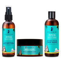 Pilgrim Korean Beauty Daily Face Care Combo Pack | Cleansing Face Wash 100ml + Retinol Under Eye Cream 30g + Hydrating Face Mist & Toner 100ml | Anti-Ageing | For All Skin Type | For Men & Women