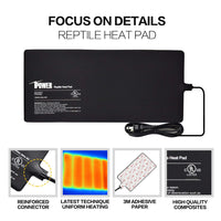 iPower Reptile Heat Pad Under Tank Terrarium Warmer Heating Mat for Turtle, Lizard, Frog, Snake, Reptile, and Other Small Animals, 8X18 Inch, 24W 8 X 18 Inch 1 Pack