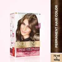 L'Oreal Paris Excellence Creme Hair Color, 72ml+100g - 5 Light Brown/Natural Brown & Color Protect Shampoo, 175ml (With 10% Extra)