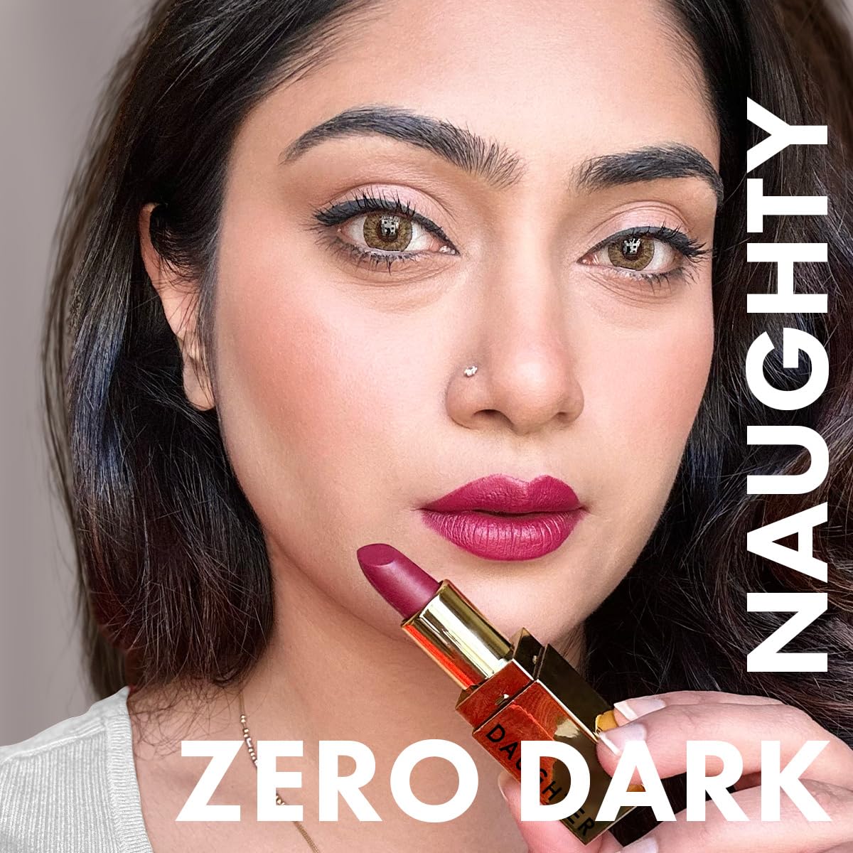 DAUGHTER EARTH Zero Dark Naughty Lipstick | Vegan Plant Based Highly Pigmented Natural Non Drying Lightweight Lip Color| Long Lasting Phytonutrient Lipstick With Vit E & Bakuchiol | UV Protection | 4g