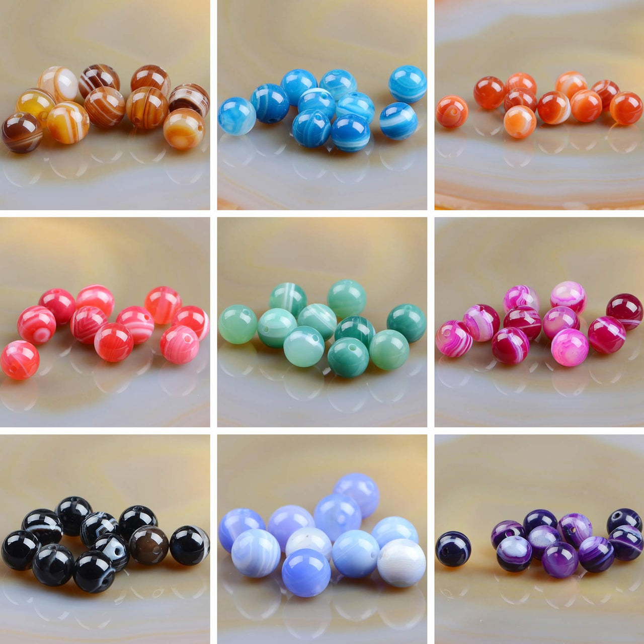 Massive Beads 100PCS 8MM Natural Crystal Beads Stripe Agate Gemstone Round Loose Energy Healing Beads with Free Crystal Stretch Cord for Jewelry Making (Stripe Agate, 8MM)