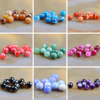 Massive Beads 100PCS 8MM Natural Crystal Beads Stripe Agate Gemstone Round Loose Energy Healing Beads with Free Crystal Stretch Cord for Jewelry Making (Stripe Agate, 8MM)