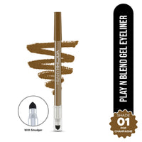 Hilary Rhoda Play n Blend Gel Eyeliner | One Stroke Application | Highly Pigmented | Matte & Shimmer Finish | 2 in 1 Smudger + Eyeliner | Butter Smooth Texture | 1.5g - (Pop Champagne | Shade 01)