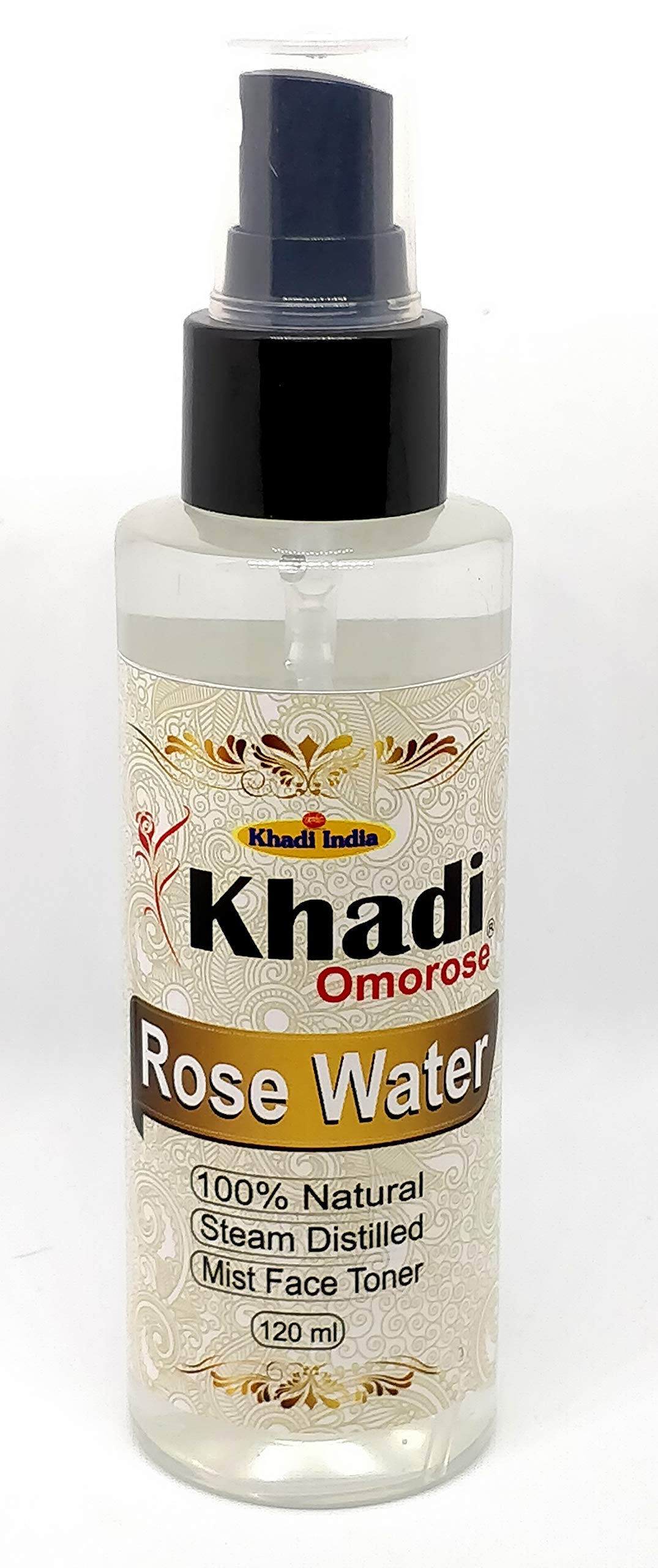 Khadi Omorose Rose Water Liquid 120 ml, Natural & Steam Distilled