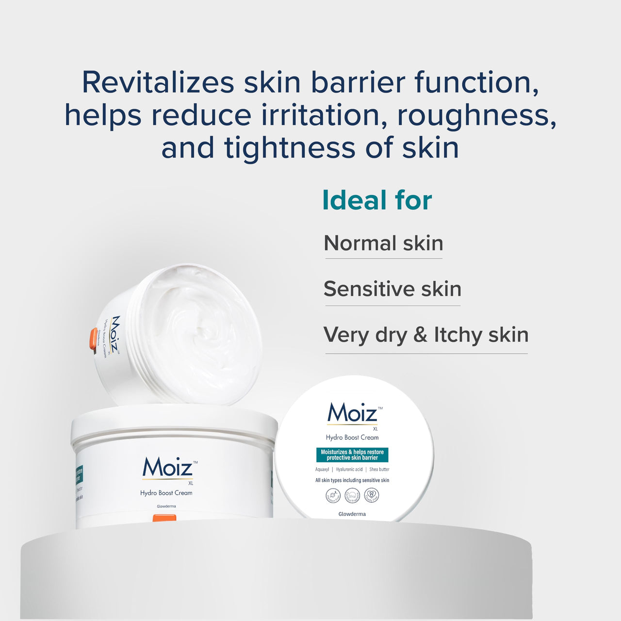 Moiz XL Hydro Boost Face & Body Cream | For Dry to Very Dry Skin | Formulated with 13 Moisturizers | Paraben Free & Cruelty-Free - 500gm