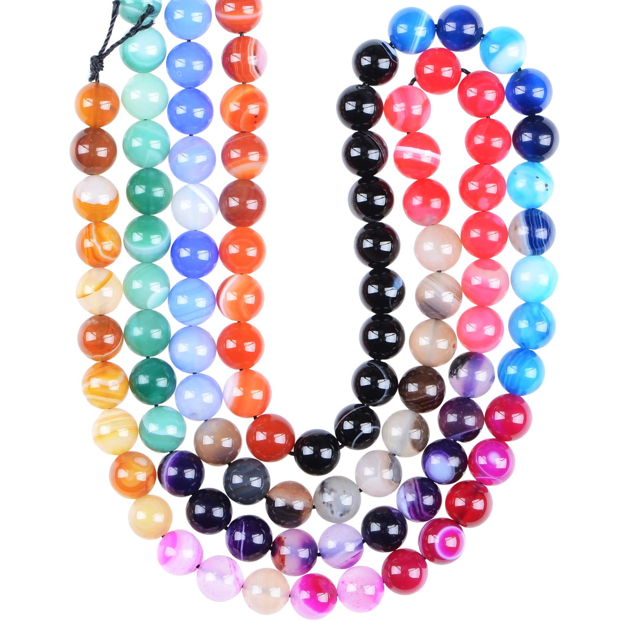 Massive Beads 100PCS 8MM Natural Crystal Beads Stripe Agate Gemstone Round Loose Energy Healing Beads with Free Crystal Stretch Cord for Jewelry Making (Stripe Agate, 8MM)
