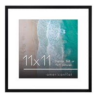 Americanflat 11x11 Picture Frame in Black - Use as 8x8 Picture Frame with Mat or 11x11 Frame Without Mat - Thin Border Photo Frame with Shatter-Resistant Glass - Square Picture Frame for Wall Display