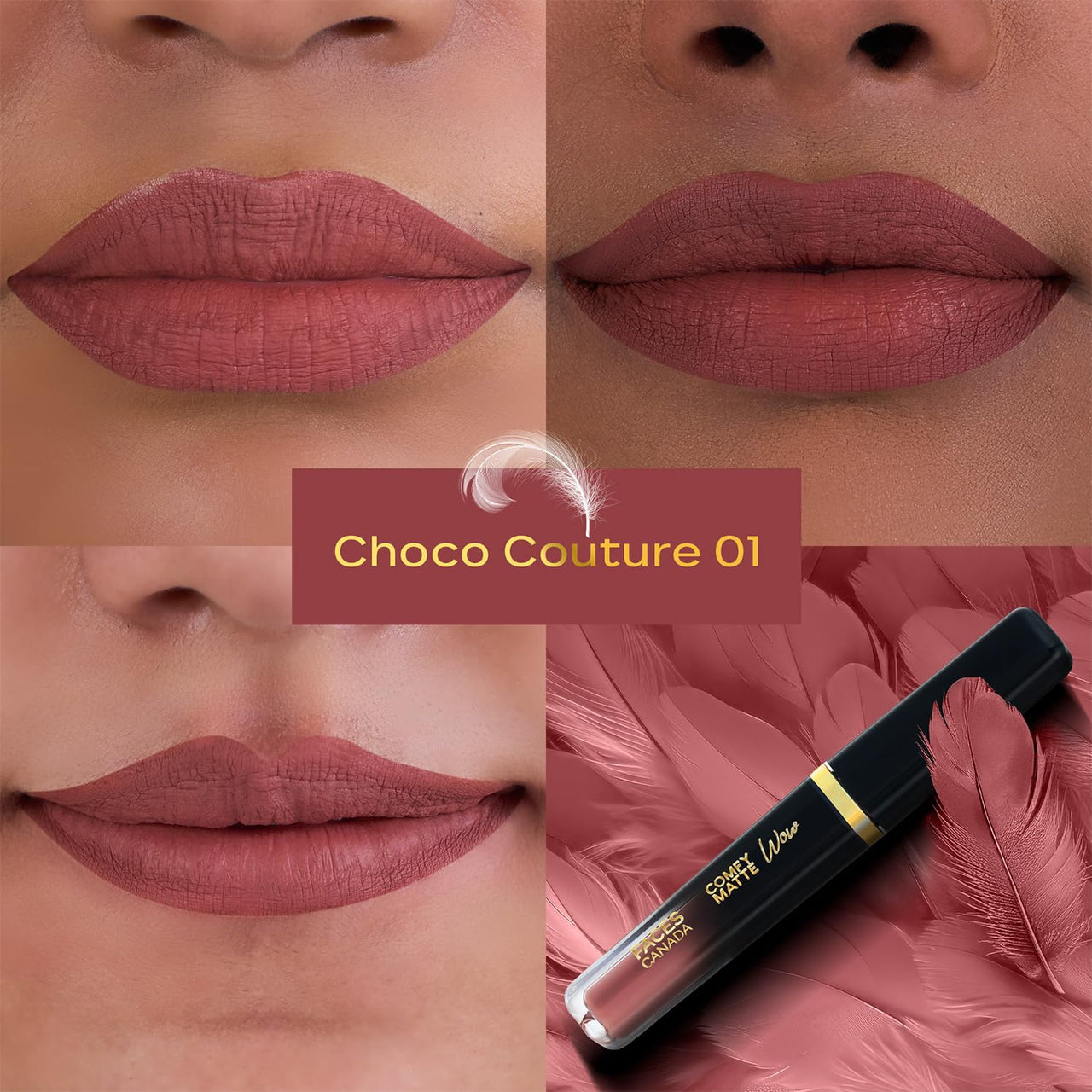 FACESCANADA Comfy Matte Wow Liquid Lipstick - Choco Couture 01, 3.8Ml | One Swipe Application | Highly Pigmented | Comfortable Wear | Glides Smoothly | Long Lasting | Transferproof