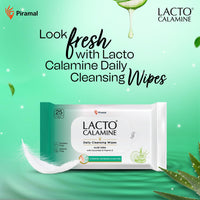 Lacto Calamine Daily Cleansing Facial Wipes 25N Each- Pack of 12 | Wet Wipes for Face with Aloe Vera, Cucumber & Vitamin E | Makeup Remover Wipes| Hydrating,Refreshing, Soothing|Paraben & Alcohol Free