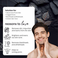 Globus Naturals Charcoal Men Face Wash & Facial Kit Combo, Anti Pollution Formula, For Normal to Oily Skin