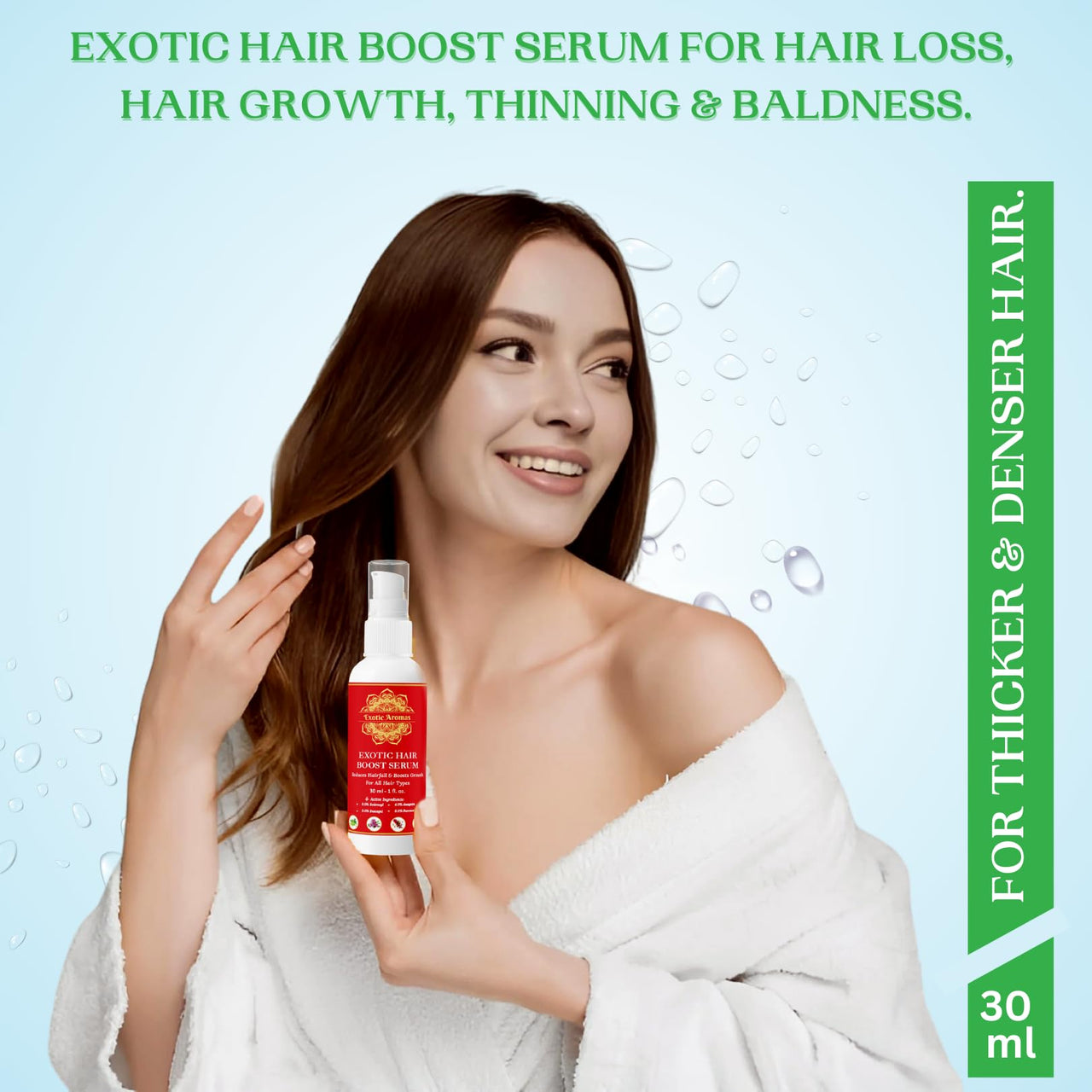 Exotic Aromas-Exotic Hair Boost Serum with 3% Redensyl, 3% Rosemary, 4% Anagain & 4% Biacapil, 30 ML, for hair loss, hair growth, thinning, baldness, for thicker & denser Hair. For Men & Women