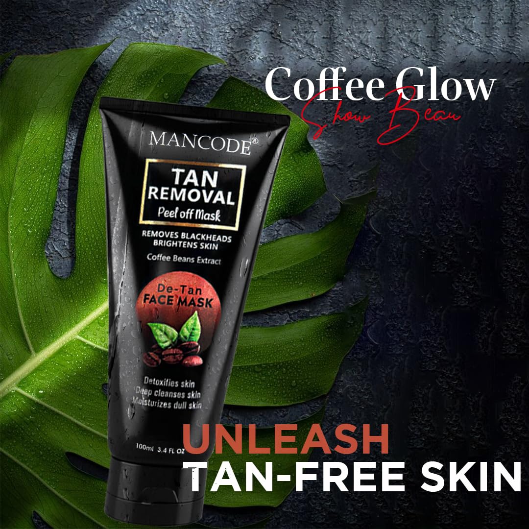 Mancode De-Tan Removal Peel off Face Mask for Men and Women 100ml | Deep Cleansing Exfoliator, Defeat Blackheads & Whiteheads, Glowing White & Brighten Skin